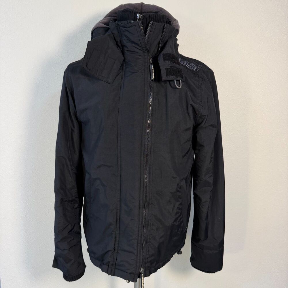 Superdry Windcheater Tech Hood Upgrade Black Triple Zip Hooded Jacket Mens M